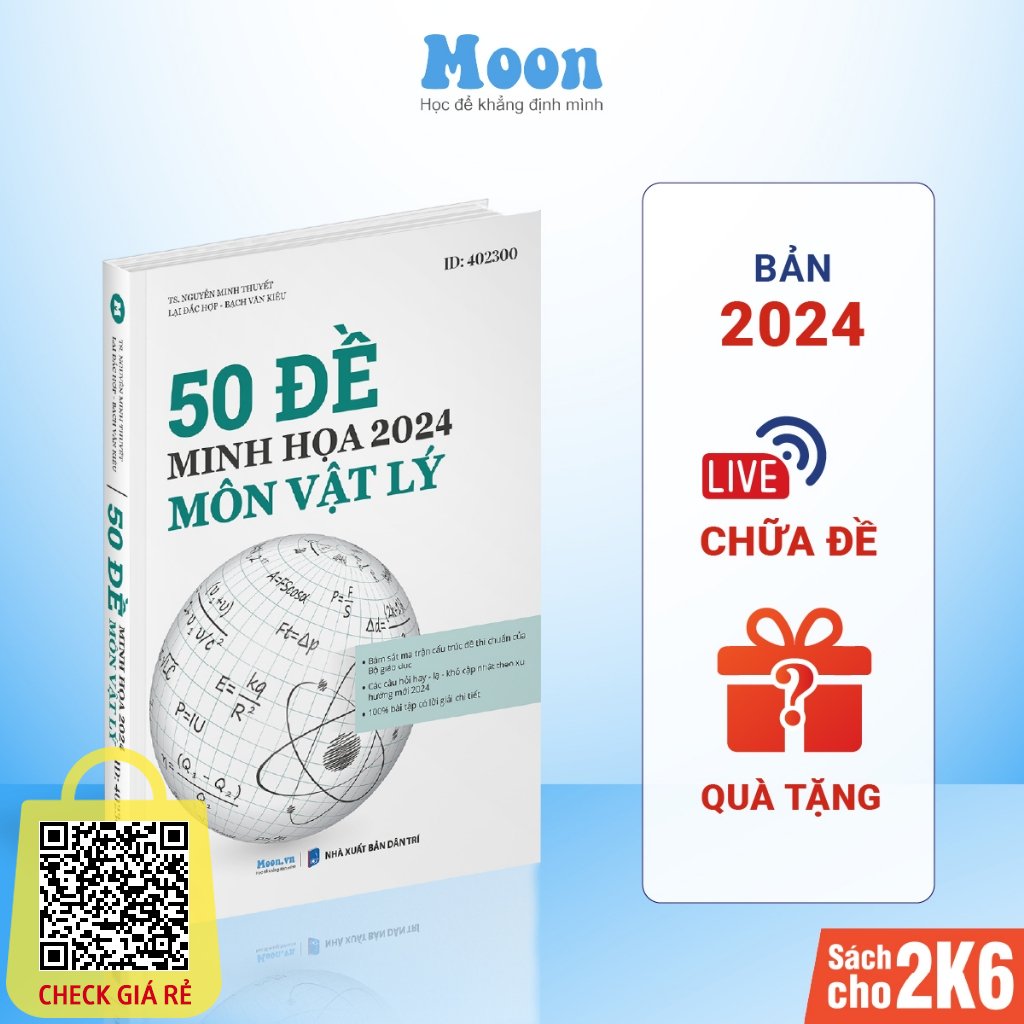 Bộ đề minh họa ôn thi THPTQG 2024: Sách 50 đề trắc nghiệm môn Vật Lý - Sách ID