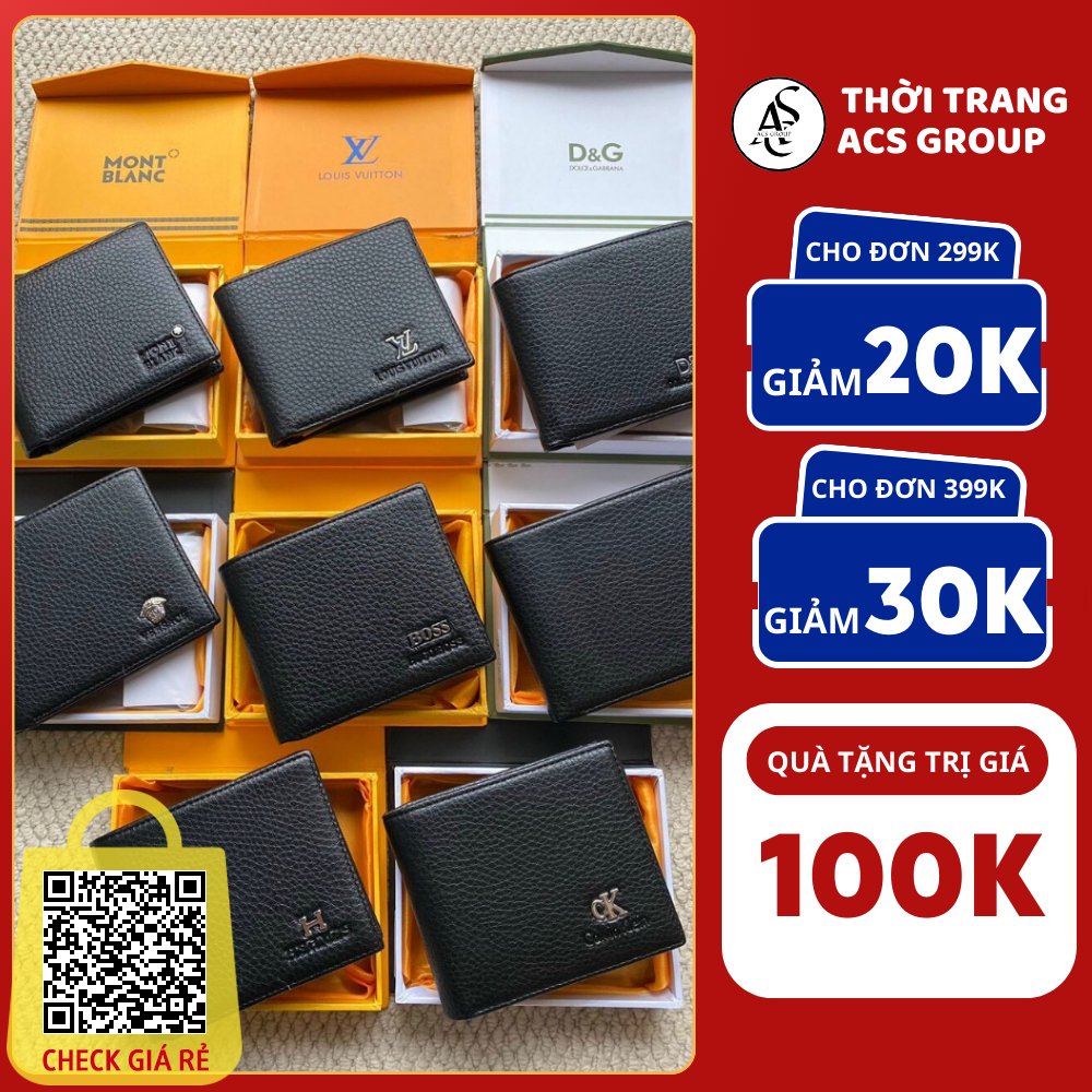 Bóp Ví Da Nam Kiểu Ngang Nhiều Ngăn Sang Trọng Thời Trang Trung Niên ACS
