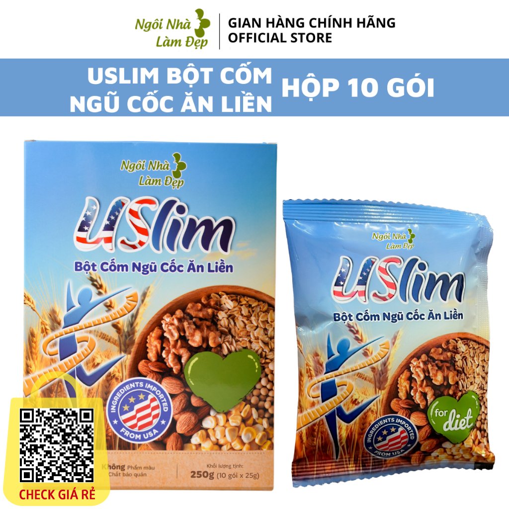 Bột Cốm Ngũ Cốc Ăn Liền USlim Hộp 10 Gói (25 gram x10)