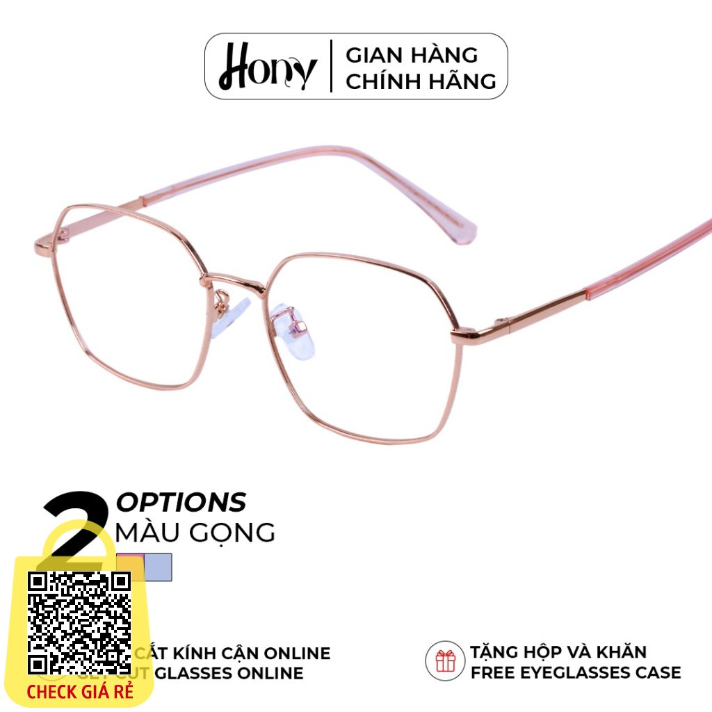 Mắt kính Unisex thời trang HONY - Gọng kim loại lục giác cao cấp