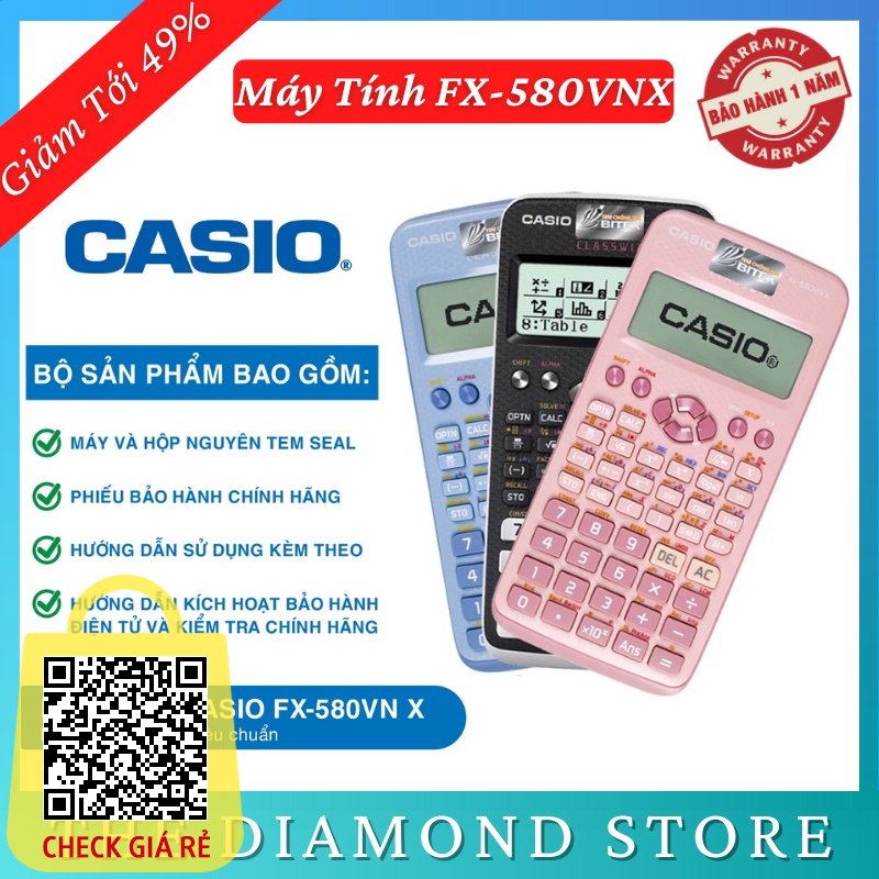 may tinh casio fx 580 vnx hang chuan voi 521 tinh nang bao hanh 7 nam