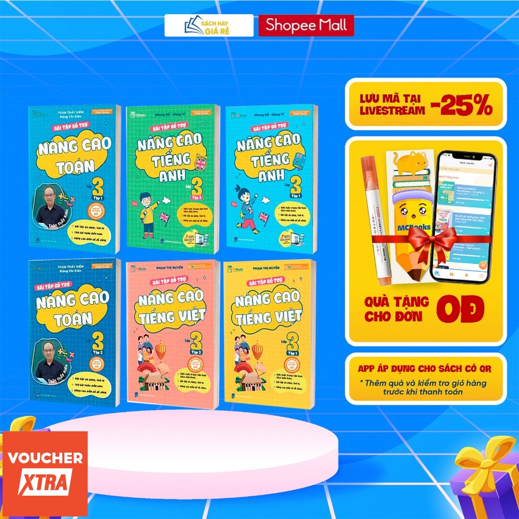 Sách Bài tập bổ trợ nâng cao Toán - Tiếng Việt - Tiếng Anh lớp 3 ( Tập 1 +2 )