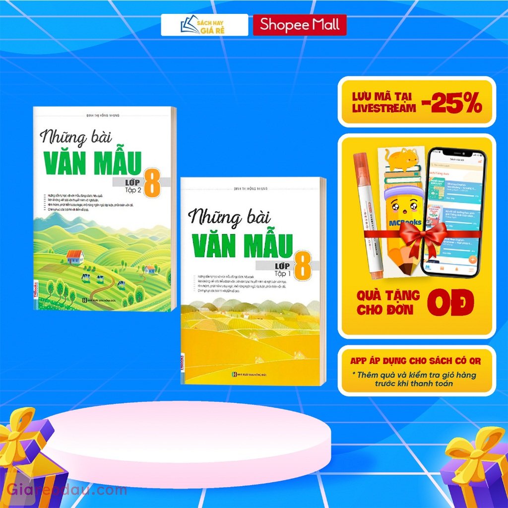 Sách Combo Những Bài Văn Mẫu Lớp 8 (Tập 1 + Tập 2)