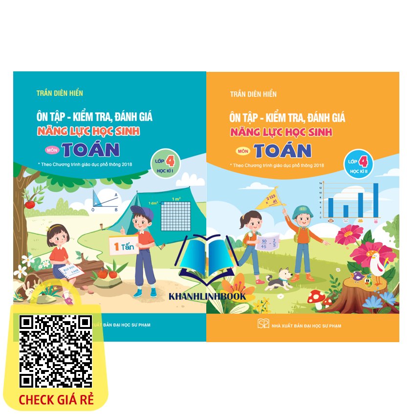 Sách Ôn tập kiểm tra đánh giá năng lực học sinh môn toán lớp 4 Tập 1 + Tập 2