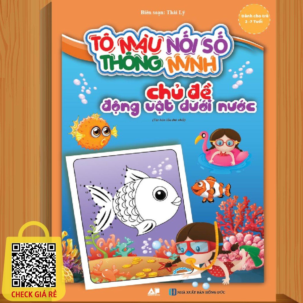 Sách Tô màu nối số thông minh chủ đề động vật dưới nước