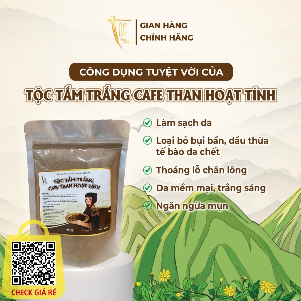 Tộc Tắm Trắng Cafe Than Hoạt Tính 300g