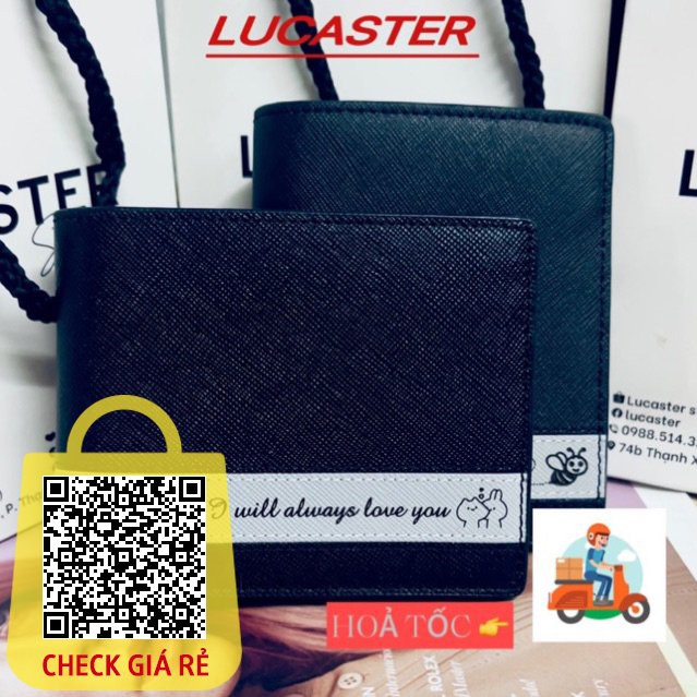 ví nam khắc tên theo yêu cầu da saffiano nhập khẩu cosmos Lucaster fullbox hộp và túi bh 12 tháng (SHOP có síp hỏa tốc n